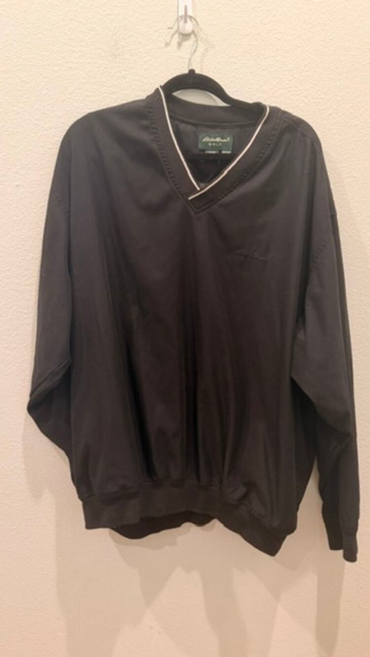 Mens XL Black Eddie Bauer Golf Pullover VNeck Windshirt